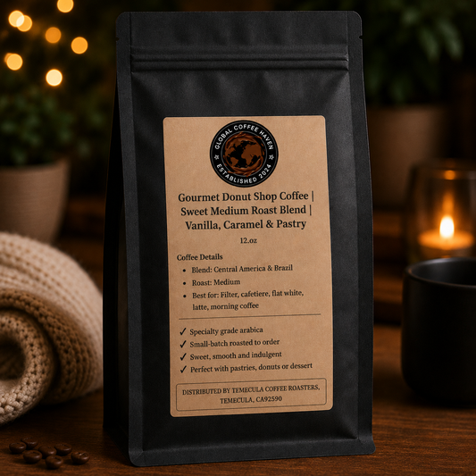Gourmet Donut Shop Coffee | Sweet Medium Roast Blend | Vanilla, Caramel & Pastry