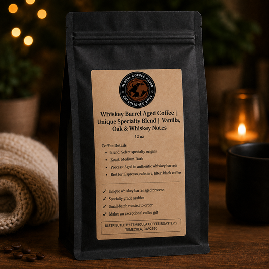 Whiskey Barrel Aged Coffee | Unique Specialty Blend | Vanilla, Oak & Whiskey Notes